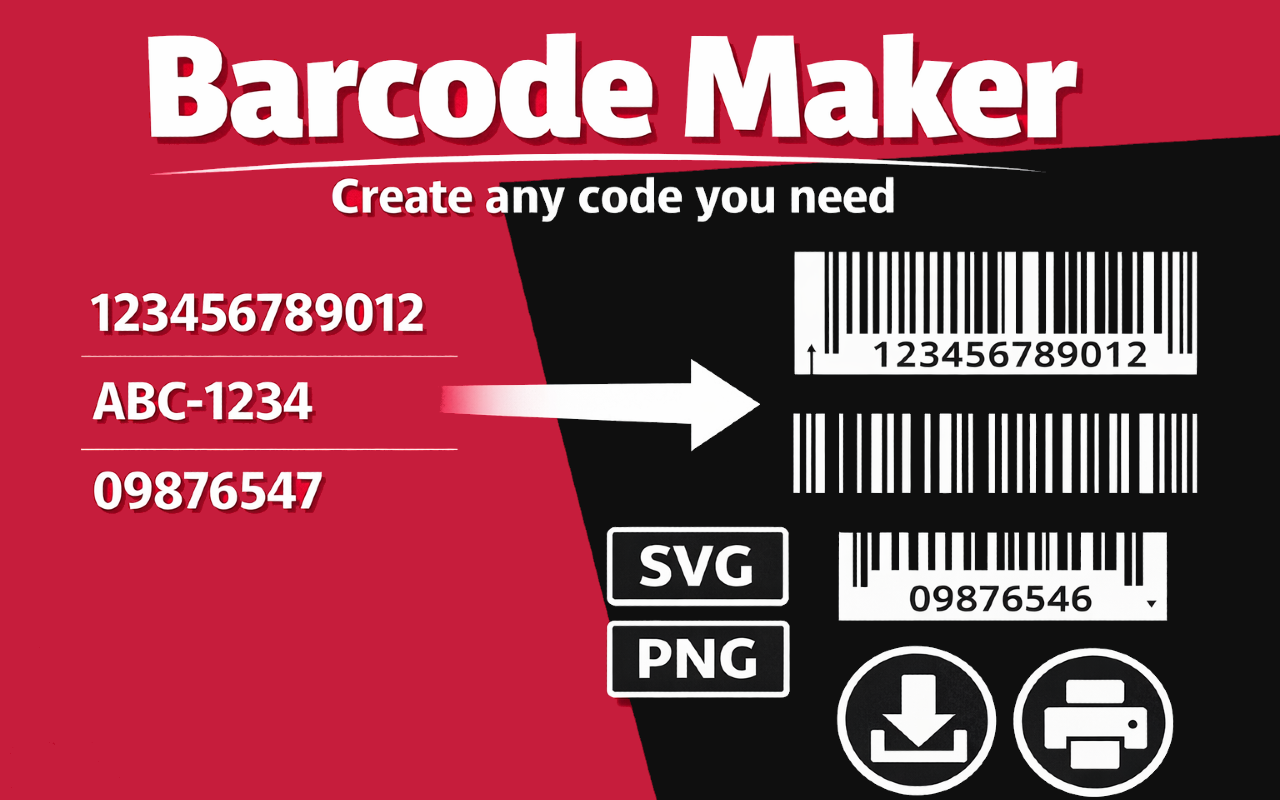 Barcode Maker banner: inputs to barcodes